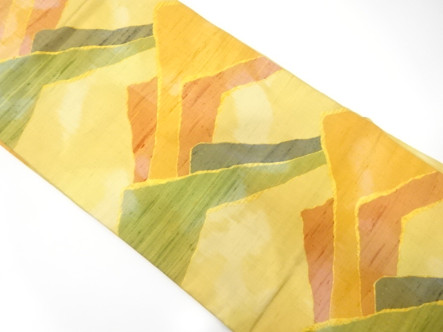 JAPANESE NAGOYA OBI / FUSHI TSUMUGI / WOVEN DISTANT MOUNTAINS